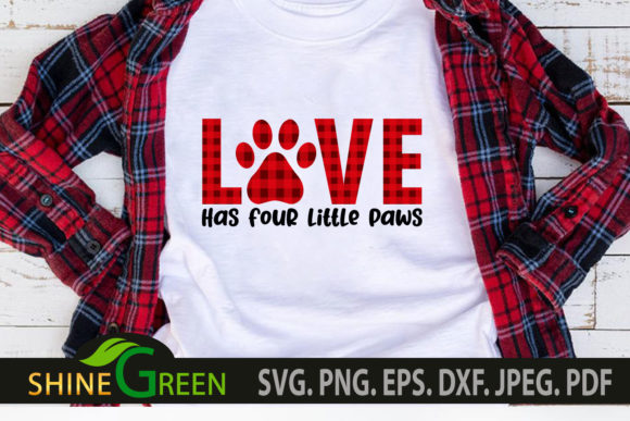 Valentine Love Buffalo Plaid Dog Cat Paw Graphics & Crafts